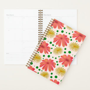 Agenda Padrão Floral Retro Brilhante Sem Costura