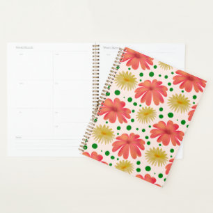 Agenda Padrão Floral Retro Brilhante Sem Costura
