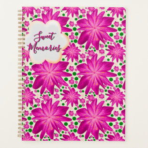 Agenda Padrão Floral Sem Costura Rosa Quente Personalizad