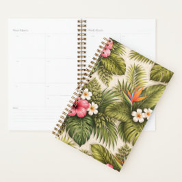 Agenda Padrão Floral Tropical – Hibisco, Monstera