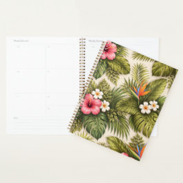 Agenda Padrão Floral Tropical – Hibisco, Monstera