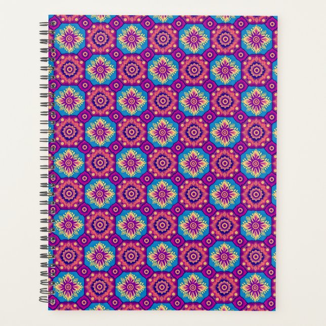 Agenda Padrão Floral Vibrant Boho Chic Mandala (Frente)