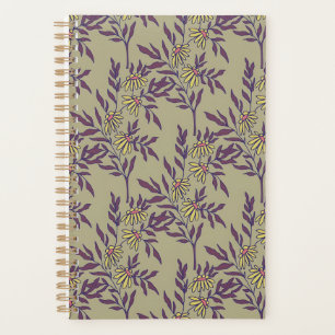 Agenda Padrão Floral Vibrante com Margaridas Amarelas