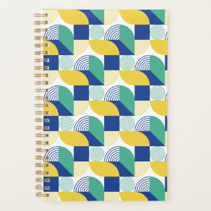 Agenda Padrão Geométrico Abstrato Verde Azul