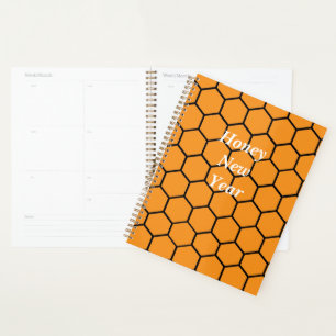 Agenda Padrão geométrico Elegante de Black Honeycomb