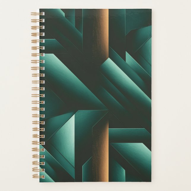 Agenda Padrão Geométrico Escuro Elegance (Frente)