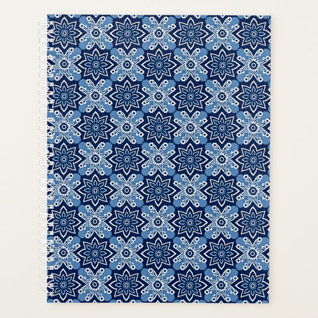 Agenda Padrão Geométrico Floral Vibrante (Frente)