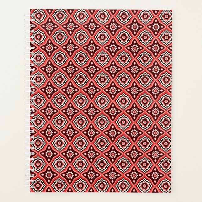 Agenda Padrão Geométrico Retro Floral (Frente)