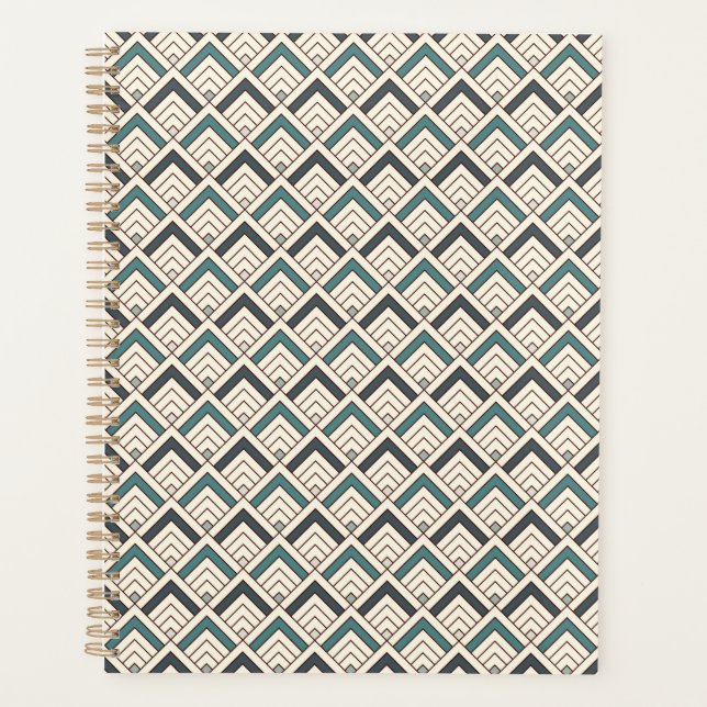 Agenda Padrão Geométrico Teal (Frente)