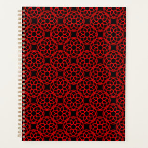 Agenda Padrão Geométrico Vermelho e Preto Sem Costura