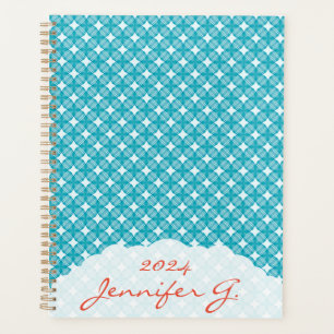 Agenda Padrão Gingham de Grade e Estrelas