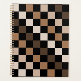 Agenda Padrão Gingham Preto-Castanho Verificado