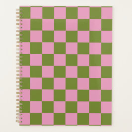 Agenda Padrão Gingham Verdejado Rosa