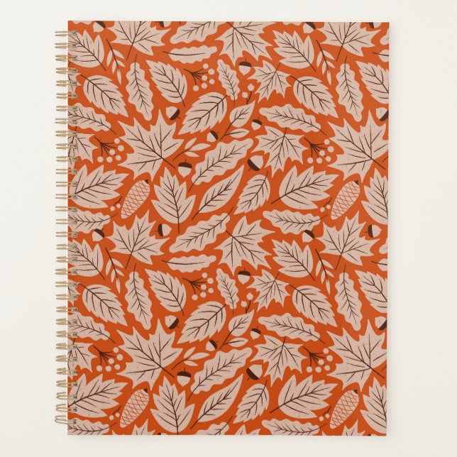 Agenda Padrão Laranja Fall Folhas & Acorns (Frente)
