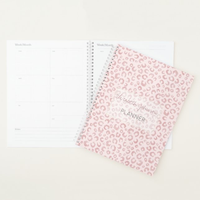 Agenda Padrão-Leopardo Dourado de Rosa de Elegante (Exibição)