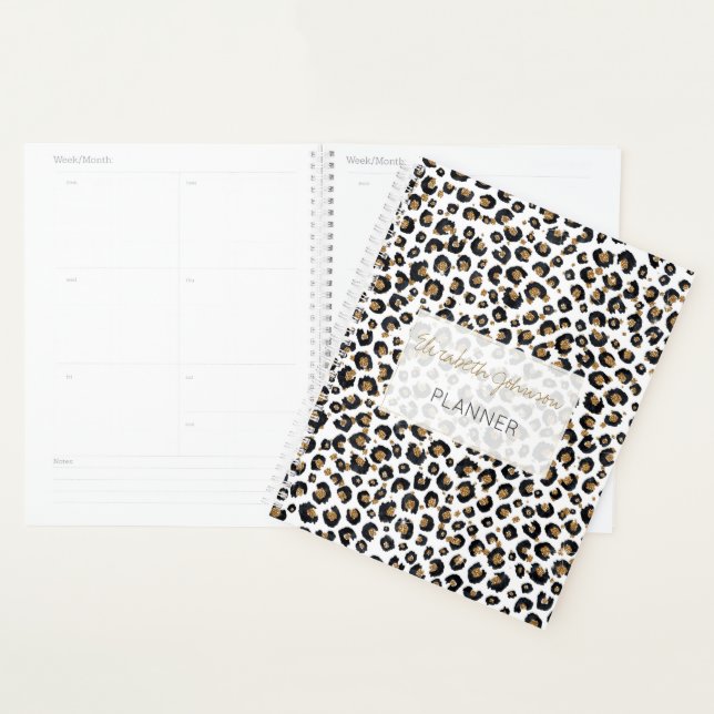 Agenda Padrão-Leopardo Dourado Elegante (Exibição)