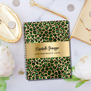 Agenda Padrão leopardo dourado verde esmeralda 2025