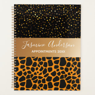 Agenda Padrão-leopardo negro Dourado Glitter 2024
