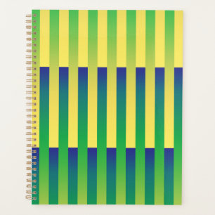 Agenda Padrão Listrado Verde Amarelo Azul