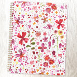 Agenda Padrão Moderno de Aquarela Floral<br><div class="desc">Flor silvestre,  de cor branca e feliz,  e folha a pintura de um jardim supercultivado. Perfeito para jardineiros,  amantes da natureza e floristas. Arte original de Nic Squirrell.</div>