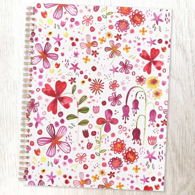 Agenda Padrão Moderno de Aquarela Floral (Floral watercolor art planner)