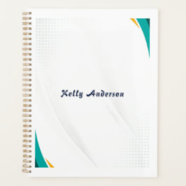 Agenda Padrão Moderno Verde e Amarelo com Sinal Personali