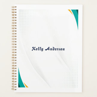 Agenda Padrão Moderno Verde e Amarelo com Sinal Personali