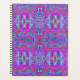 Agenda Padrão Ondulado de Mármore Trippy Magenta e Azul