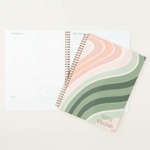 Agenda Padrão Ondulado Retro Groovy