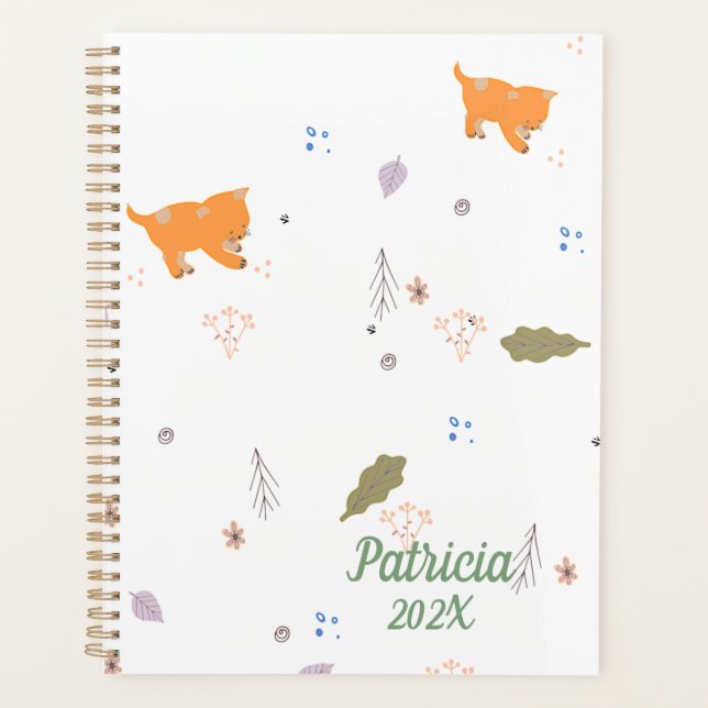 Agenda Padrão Orange Tabby and Leaves (Frente)