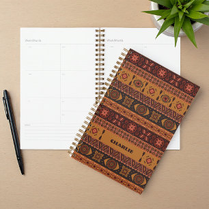 Agenda Padrão Ornamental Moderno Terracotta Tribal