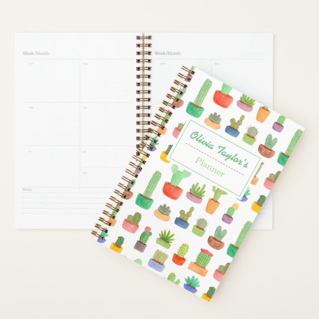 Agenda Padrão Personalizado de Cactus e Suculentas (Exibição)