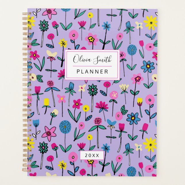 Agenda Padrão Personalizado de Jardim Flor Lilac (Frente)