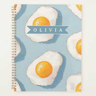 Agenda Padrão Personalizado de Ovo Frito Divertido Azul E