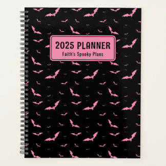 Agenda Padrão Personalizado Gótico Rosa e Bat Preto