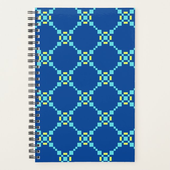 Agenda Padrão Pixelado Azul e Amarelo (Frente)