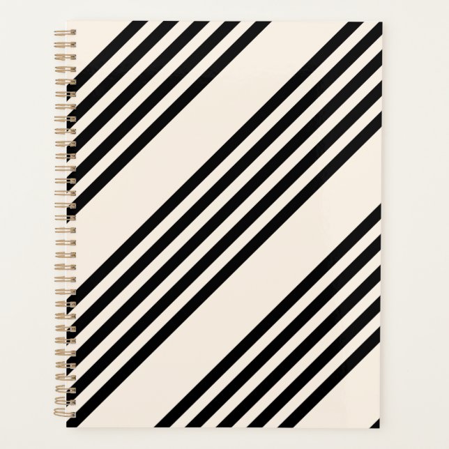 Agenda Padrão preto e bege de cinco faixas (Frente)