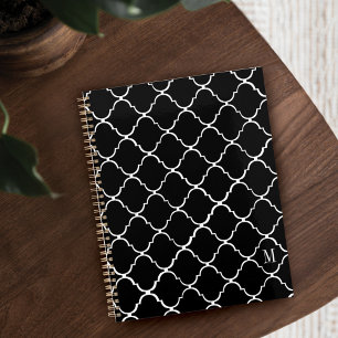 Agenda Padrão preto e branco do monograma moderno