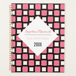 Agenda Padrão preto-e-rosa-elegante