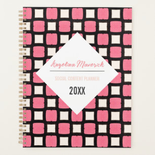 Agenda Padrão preto-e-rosa-elegante