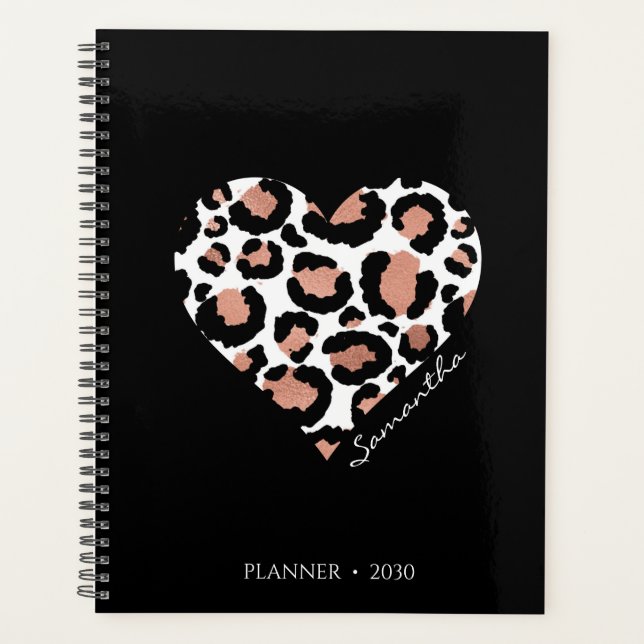 Agenda Padrão Preto Personalizado de Leopardo Chita (Frente)