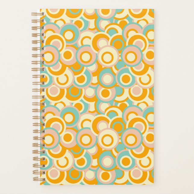 Agenda Padrão retrô colorido em tons pastéis de laranja (Frente)