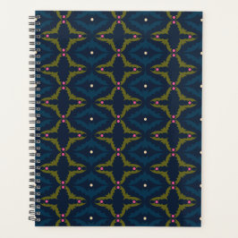 Agenda Padrão Retro Vintage Azul Profundo