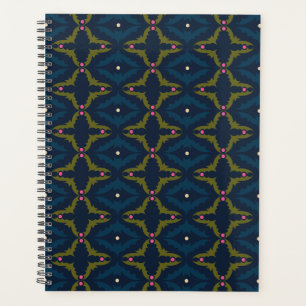 Agenda Padrão Retro Vintage Azul Profundo