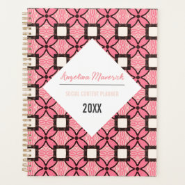 Agenda Padrão retrorreflector preto e rosa elegante