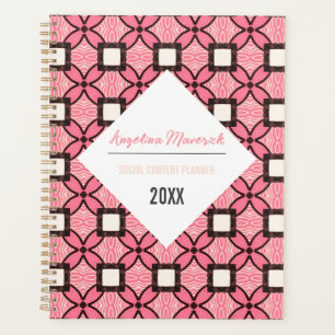 Agenda Padrão retrorreflector preto e rosa elegante