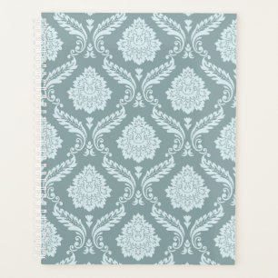 Agenda Padrão Rococó Damask Ovo de Pato Azul+Turquesa