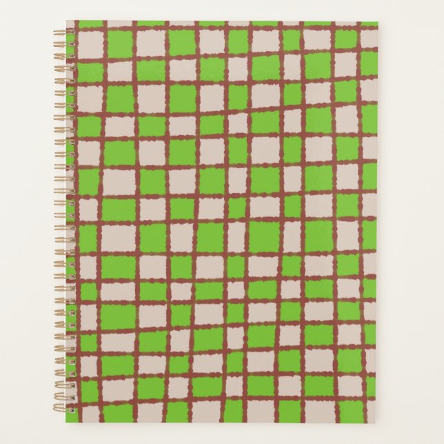 Agenda Padrão Rustic Brown Green Checkered Checkerboard (Frente)