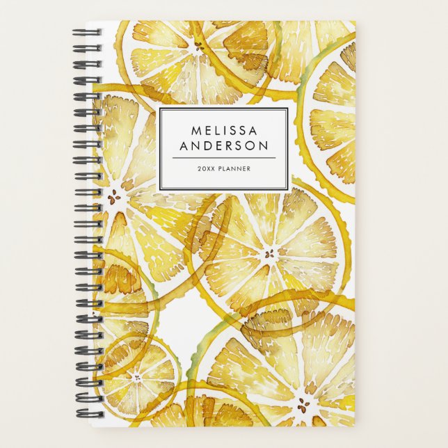 Agenda Padrão Rustic Watercolor Lemon Slices (Frente)