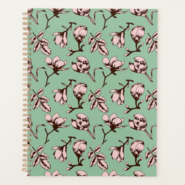 Agenda Padrão sem costura com botões de flores de primave (Frente)